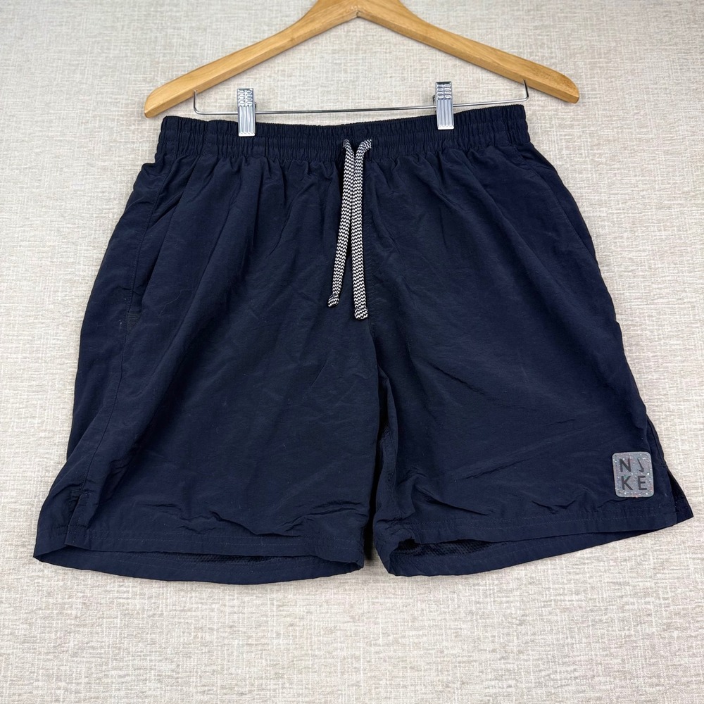 Nike Mens Black Swim Trunk Shorts Speckled Logo Patch Size Medium studio
